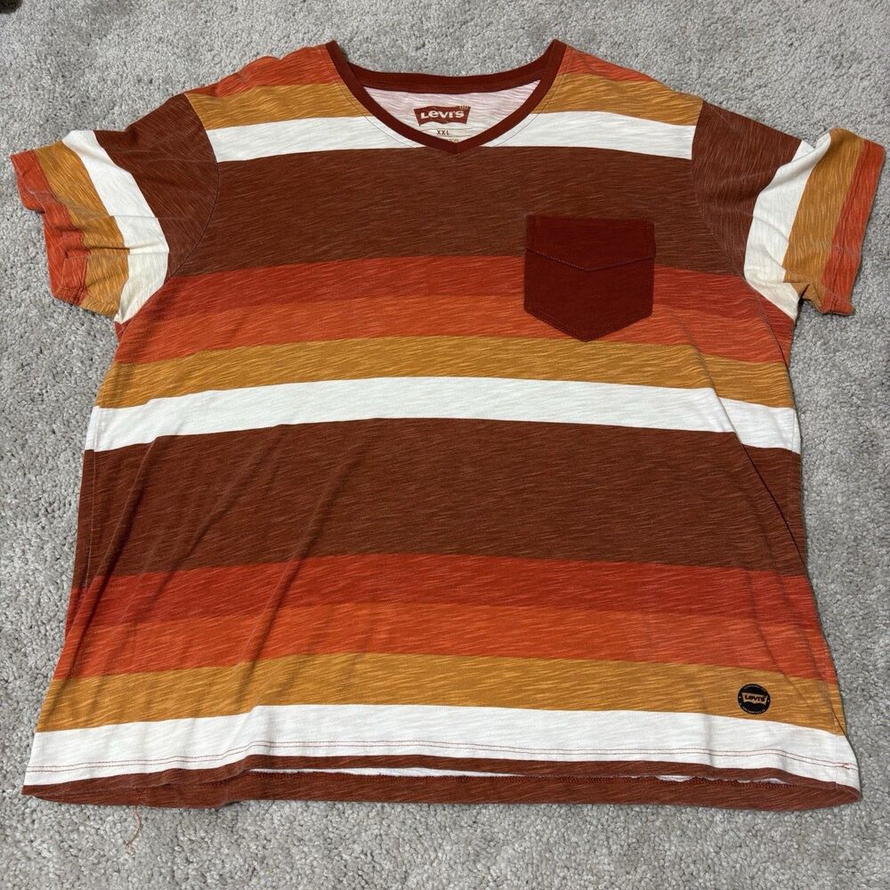 Men's Levi's Standard Fit Short Sleeve Striped Cotton Pocket Tee Shirt READ New